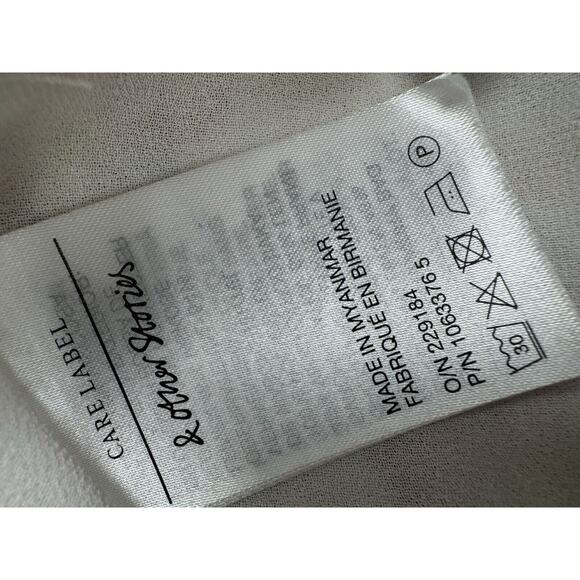 Dainty Floral Mini Dress linen floral Botanical Print Puff Sleeve 4 XS - Picture 15 of 16